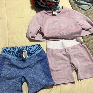 Gymshark flex shorts and full set. Size small for bottoms and medium for the top